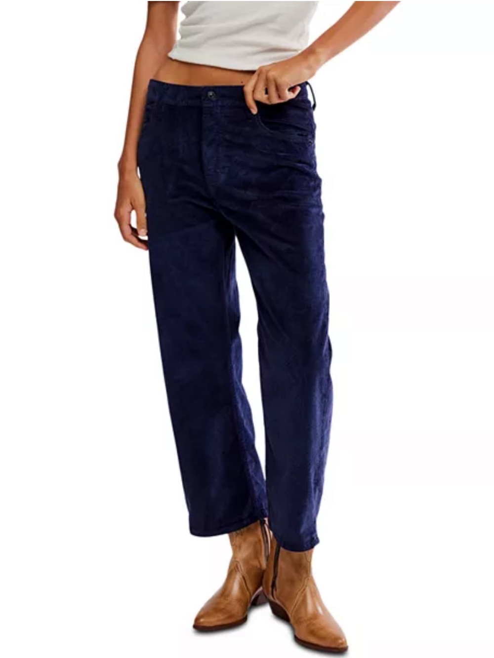 Free People Women's Deep Trance Corduroy Jeans in Deep Sea Blue